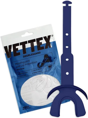 Vista 18 de Vettex Doubleguard Protector bucal con Protección de Labios - Adulto, Aguamarina Football, Lacrosse, MMA, Boxing, Adjustable Helmet Strap, Braces