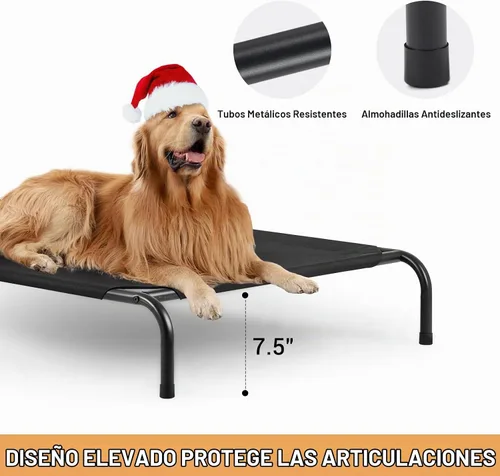 Vista 2 de Cama elevada para perros al aire libre, refrescante, transpirable, para perros grandes, hamaca portátil exterior para mascotas, marco de metal