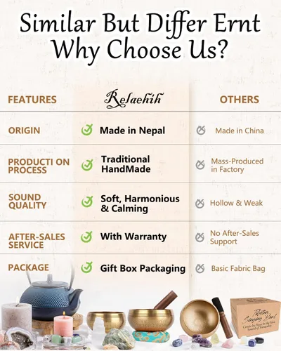 Vista 2 de Relaehih Juego de cuencos tibetanos para canto, martillados a mano en Nepal, cuenco de sonido para meditación, yoga, chakra, accesorios de Negro