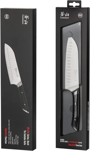 Vista 7 de Cangshan HELENA Serie Acero Alemán Forjado 7" Cuchillo Santoku (negro)