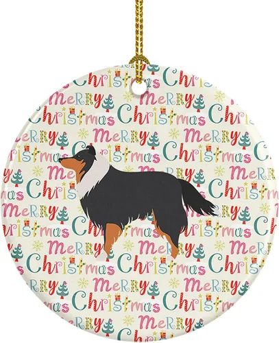Vista 44 de Caroline's Treasures Affenpinscher - Adorno de cerámica con texto en inglés "Merry Christmas", multicolor para colgar en el árbol de Navidad