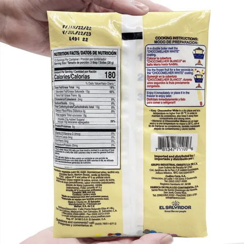 Vista 2 de CHOCOMELHER Blanco - Paquete de 2 unidades de chocolate blanco con leche para chocobananos - Recubrimiento de chocolate - Lo mejor para cubrir