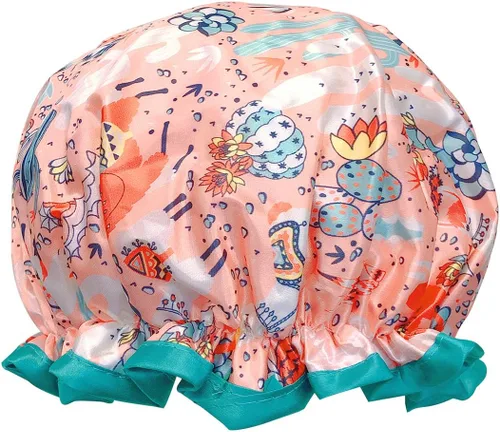 Vista 12 de allydrew Gorros de ducha impermeables reutilizables para cabello largo, cerezas