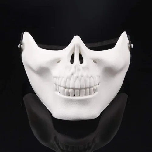 Vista 2 de Amosfun 2 máscaras de calavera para Halloween, cosplay, máscara de esqueleto mitad para adultos, hombres y mujeres, fiesta de disfraces de Halloween