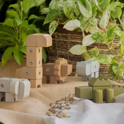 Vista 2 de Guidecraft Snap Block Animals - Juego de 33 piezas: juguete de aprendizaje de educación temprana para niños