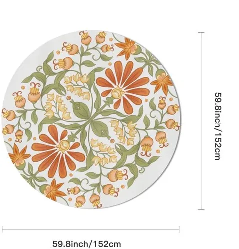 Vista 2 de Mantel de tela a prueba de derrames para interiores y exteriores, mantel para mesas redondas, pícnic y patio (flores de fantasía, 60 pulgadas)