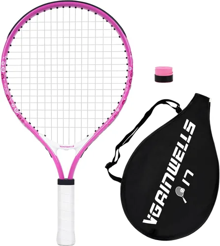 Vista 21 de Raqueta de tenis para niños de 17"-23" para edades de 2-9 años, ligera y duradera, incluye 1 raqueta de tenis para niños pequeños y 1 cintas