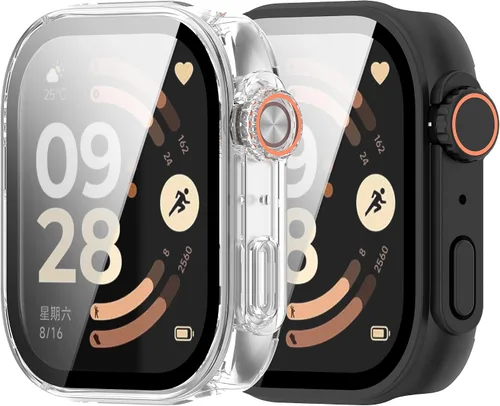 Vista 12 de FitTurn Funda protectora de pantalla compatible con Redmi Watch 6 Watch con funda de vidrio templado HD, marco de color [cobertura completa 3D]