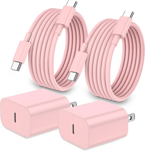 Vista 12 de Cargador de carga rápida para iPhone 17, 16, 15, paquete de 20 W, Apple iPad, USB C, bloque Chrager de pared con cable USB C a C de 6 pies para Negro