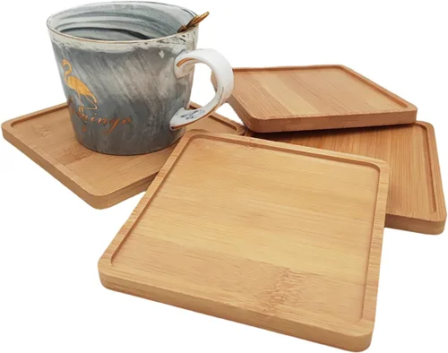 Vista 19 de 4 posavasos de bambú de mosaico para manualidades, bandejas de base en blanco, posavasos para beber, posavasos para plantas, placa de arte