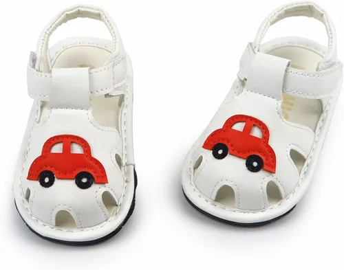 Vista 6 de WILLFUN Sandalias chirriantes de verano para bebé, niño, niña, suela de goma de primera calidad, puntera cerrada, antideslizantes, zapatos