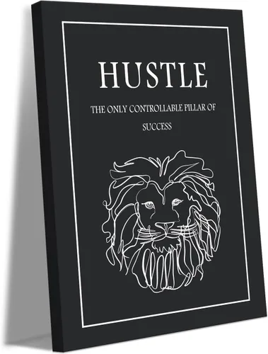 Vista 63 de Inspirational Hustle Wall Art - Lion Head withEncouraging Quotes Canvas Print Motivational Wall Decor, Black and White Office Picturtes Success