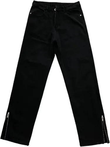 Vista 6 de FantasyGears Y2k - Pantalones de mezclilla para hombre, estilo grunge, hip hop, holgados, pierna recta, pantalones de mezclilla con gráficos