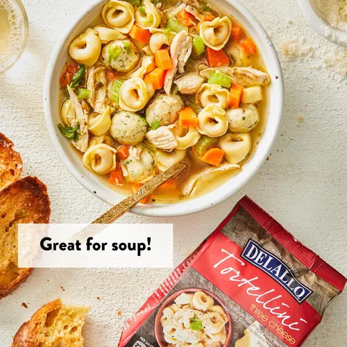 Vista 6 de DeLallo Pasta Tortellini de tres quesos, bolsa de 8.8 onzas, hecha con queso parmesano (paquete de 4)