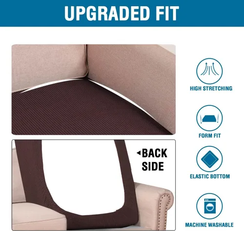 Vista 466 de H.VERSAILTEX Fundas de Cojín de Asiento Individuales Super Elásticas Fundas de Sofá Fundas de Cojín de Sofá Fundas Deslizables Juegos Tela de Sarga