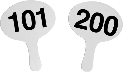Vista 15 de 1-40, 0.079 in Cartonplast, Better Bidders Oval Shape Auction Paddle Set, 1-Piece White Plastic Fans (1-40) Q=40, (línea "BasicPRO")