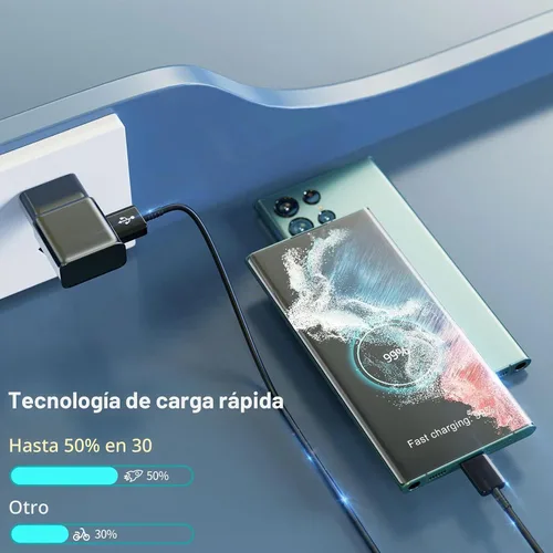 Vista 2 de Cable cargador tipo C para teléfono Android de carga rápida con cable USB C de 6.6 pies para Samsung Galaxy S10/S10e/S10+/S9/S9+/S8/S8+/S23/S22/S21