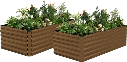 Vista 33 de NAVINE Cama de jardín elevada de 8 x 4 x 2 pies, macetas elevadas de metal grande, macetas para plantas al aire libre para verduras, flores