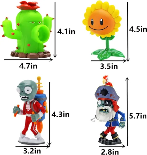 Vista 3 de JHESAO Juego de 8 juguetes de plantas y zombis, figuras de acción Zombies PVZ, serie 1, 2, grandes regalos para niños y fanáticos, cumpleaños