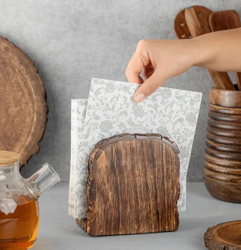 Vista 5 de Mie Creations Servilletero de madera de granja para mesa, Acción de Gracias, decoración de vacaciones de Navidad Madera antigua pesada, rústica