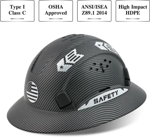 Vista 2 de Casco duro de ala completa, casco de seguridad aprobado por la OSHA, Cascos De Construcción, casco duro de construcción ventilada, trinquete