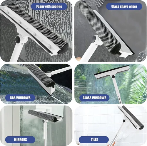 Vista 6 de Limpiador de ventanas limpiador de ventana ajustable para limpiar desde múltiples ángulos, herramienta de limpieza de ventanas con poste
