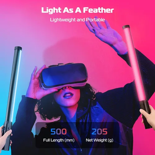 Vista 3 de Varita de luz LED RGB Ulanzi VL119, varita de video RGB de 360° para fotografía, luz cúbica recargable incorporada de 2600mAh, luz de cámara