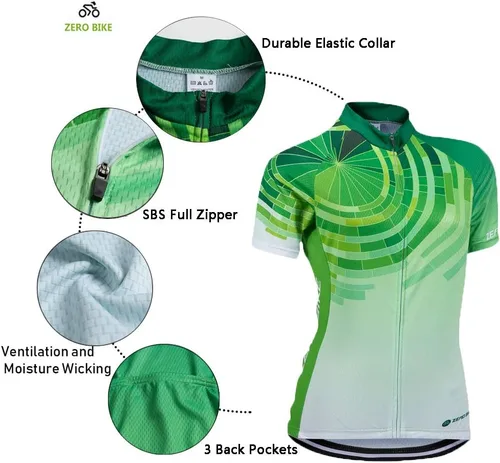 Vista 65 de Jersey de ciclismo para mujer, de manga corta, secado rápido, transpirable, para montaña.