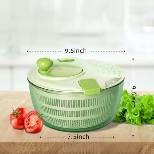 Vista 2 de Spinner de ensalada – Spinner de ensalada verde grande – 4.2L giratorio de lechuga para lavado de verduras, secadora de lechuga con drenaje, cuenco