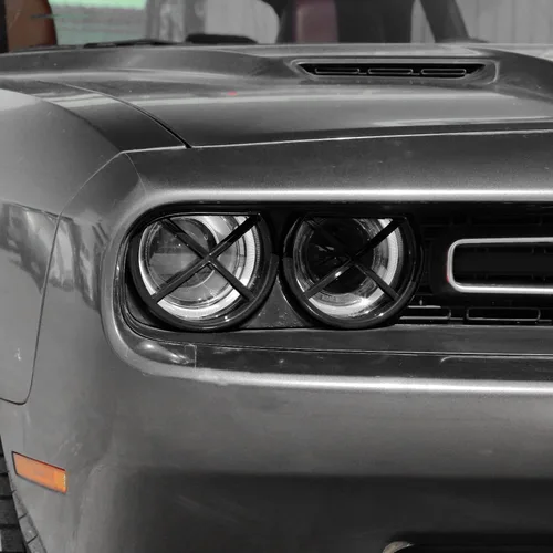 Vista 7 de RAZPOY Cubierta de lámpara de faro delantero para accesorios Challenger, cubierta de biseles de faros delanteros, decoración de luz exterior