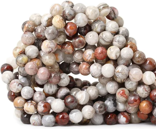 Vista 19 de Cuentas redondas sueltas de ágata estilo antiguo vena de dragón de 6mm, cuentas para diseño de joyas, 60 cuentas Ágata de vena de dragón