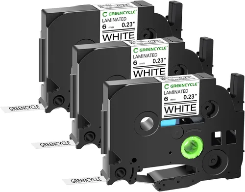 Vista 9 de GREENCYCLE Compatible para cinta de etiqueta Brother P-Touch TZe-111 TZe-211 TZe-315 6mm 0.23" laminada TZe TZ 1/4 pulgada negra sobre claro/blanco
