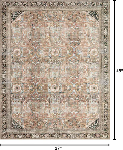 Vista 2 de Loloi Wynter Collection WYN-02 Auburn/Multi 2 pies 3 pulgadas x 3 pies 9 pulgadas Alfombra de Acento, 0.13 pulgadas de Grosor, Alfombra de Área