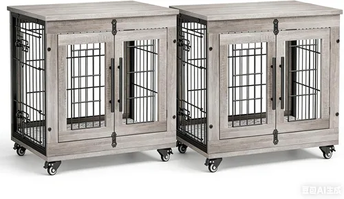Vista 25 de Lulive Mueble de Jaula para Perros Pequeños, Perrera para Perros de Interior con Puertas Dobles de Madera, Jaula para Perros de 27.1'' de Servicio