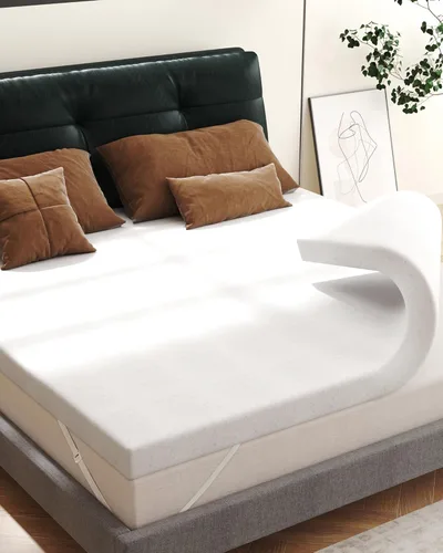 Vista 9 de Ferlizer Cubrecolchón de 2 pulgadas [Queen], cubrecolchón de espuma viscoelástica Queen con funda ultrasuave y correas de esquina, certificado 2