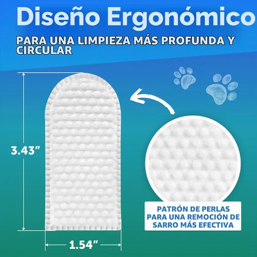 Vista 4 de Toallitas dentales para los dedos de los perros, 50 unidades, toallitas 2-Blanco
