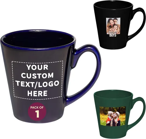 Vista 12 de DISCOUNT PROMOS Taza de café con leche de cerámica brillante personalizada de 12 onzas, juego de 10/50/100 unidades personalizadas, paquete a