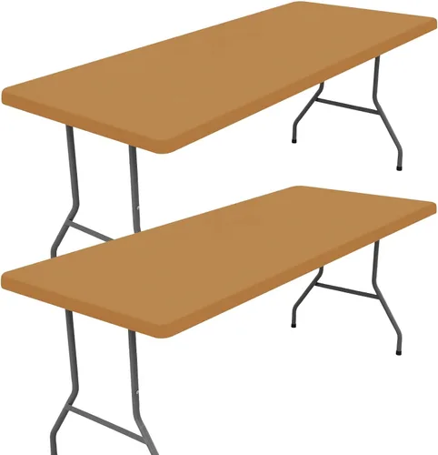 Vista 68 de Moosfor Paquete de 2 manteles rectangulares de elastano de 4 pies, elásticos y ajustables para pícnic, cubierta de mesa de patio elástica y lavable