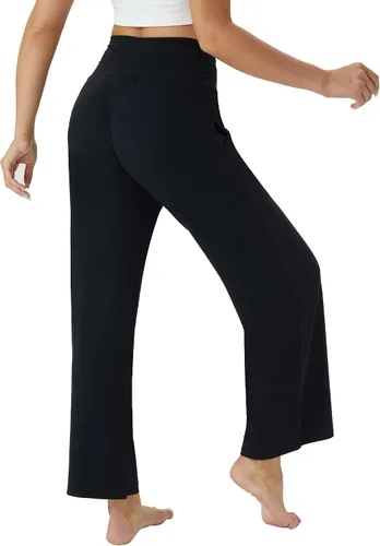 Vista 3 de TOPYOGAS Pantalones de yoga sueltos casuales para mujer, cómodos pantalones de pierna ancha, pantalones de cintura alta, ligeros, pantalones