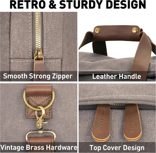 Vista 5 de Nomad - Bolsas de viaje de 50 litros para hombre, bolsa de lona de lona vintage de cuero genuino, bolsa de viaje multifuncional para fines de semana