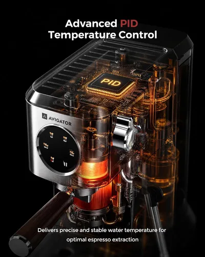 Vista 2 de Máquina de café expreso de 20 bares, cafetera compacta con espumador de leche, cafetera espresso con tanque de agua extraíble de 50 onzas