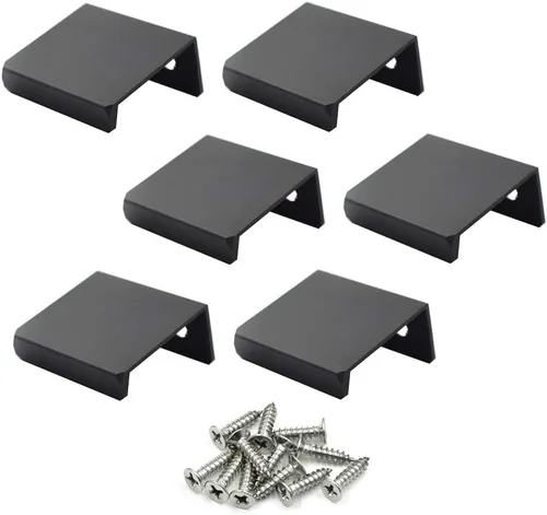 Vista 16 de Tiradores negros de 3.94 pulgadas para gabinete, 6 unidades, espacio entre agujeros de 2.52 pulgadas, tiradores de borde de aleación de aluminio
