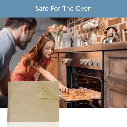 Vista 4 de Revestimientos para horno para freidora de aire, 11.5 x 10 pulgadas, revestimientos de papel pergamino antiadherentes para tostadoras, hornos