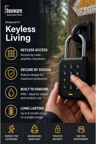 Vista 5 de Smart Padlock Alpha1 - Candado electrónico resistente, resistente a la intemperie, teclado digital, cerradura de botón con código, uso en exteriores
