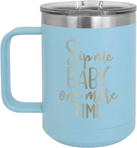 Vista 7 de Taza de café SIP ME BABY ONE More TIME 15 oz con tapa superior deslizante Taza de café de viaje aislado Ideas de regalo de cumpleaños o Navidad