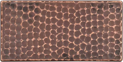Vista 2 de Premier Copper Products T36DBH_PKG4 - Azulejo de cobre martillado de 3 x 6 pulgadas, cantidad 4, bronce aceitado
