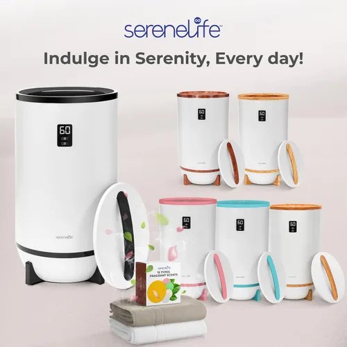 Vista 7 de SereneLife Calentador de toallas estilo cubo, calentador de manta portátil para spa y baño, gran capacidad, fragancia personalizable, apagado