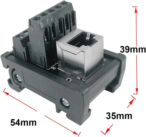 Vista 3 de Placa de distribución de conector Ethernet de montaje en riel DIN RJ45 8P8C, conector de bloque de terminales de conector vertical RJ45