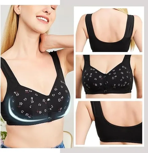 Vista 3 de Sujetadores Daisy para mujeres mayores, cómodos y cómodos sujetadores de algodón con cierre frontal para mujeres mayores sin varilla, brasier