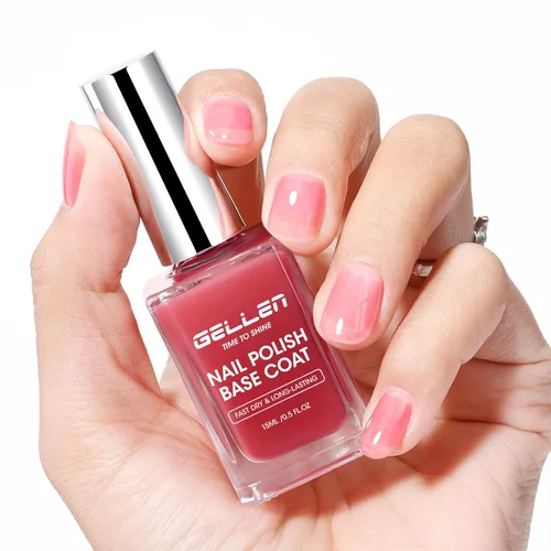 Vista 15 de GELLEN Esmalte de uñas transparente para capa final, esmalte de uñas brillante y regular, fórmula de calcio fortalece las uñas, secado rápido al